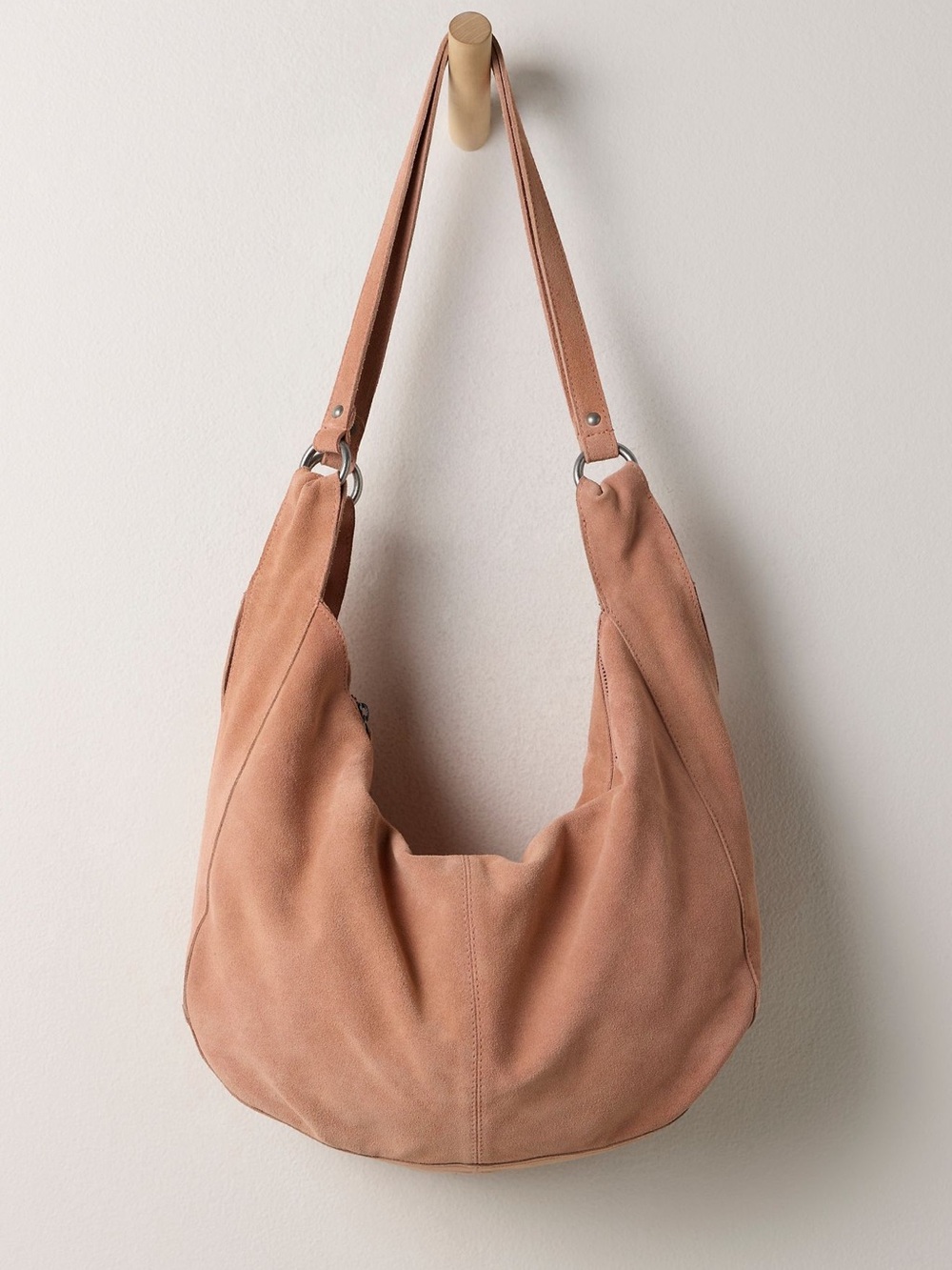Free People Suede Hobo Shoulder Bag in Blush Tan